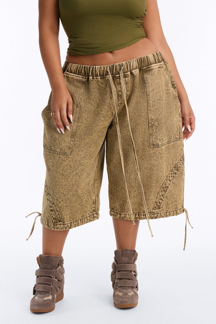 Alicia Washed Twill Bermuda Short - Olive