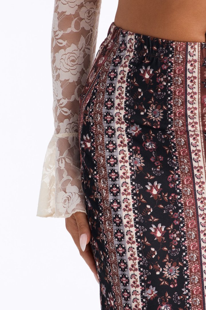 Sweeter Dreams Floral Maxi Skirt - Brown/combo