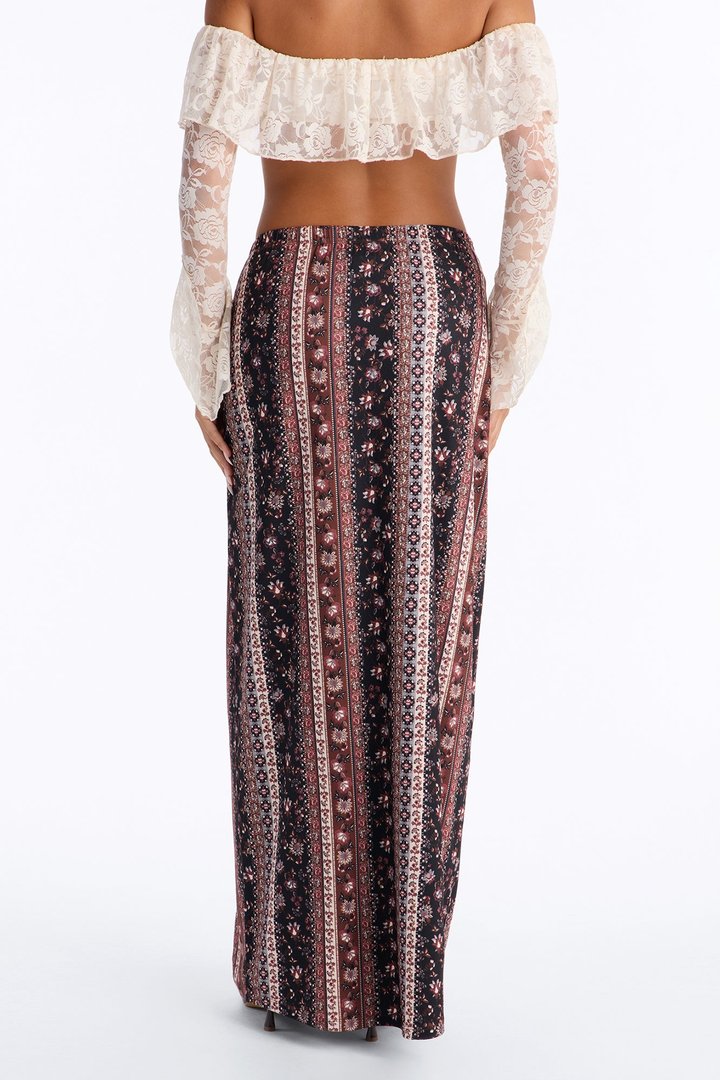 Sweeter Dreams Floral Maxi Skirt - Brown/combo
