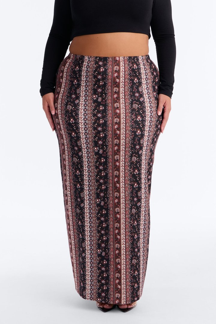 Sweeter Dreams Floral Maxi Skirt - Brown/combo