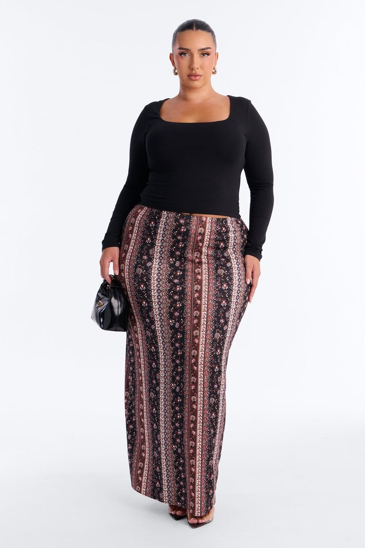 Sweeter Dreams Floral Maxi Skirt - Brown/combo