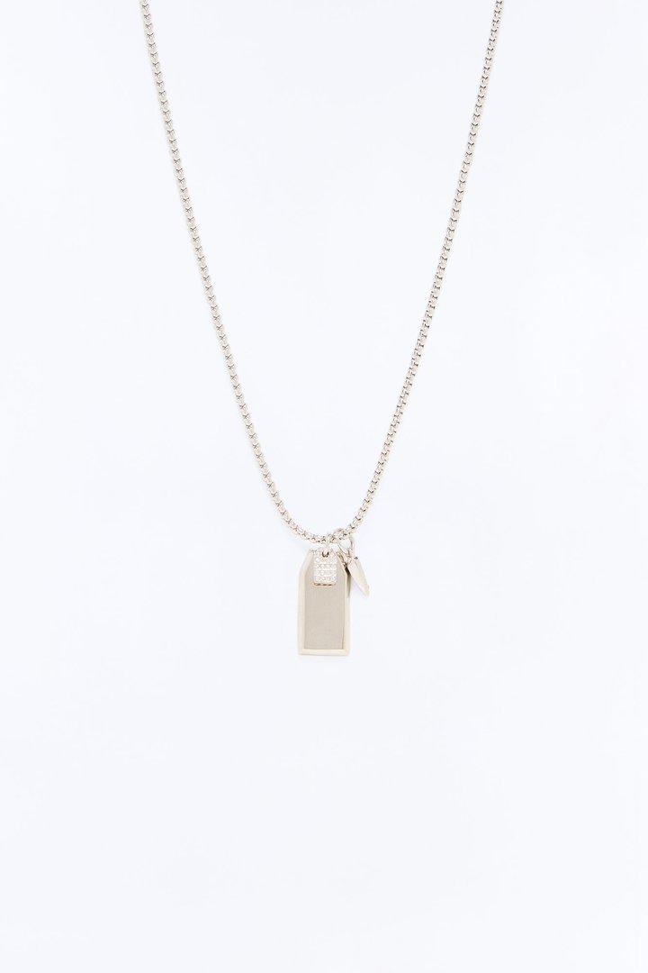 Multi Pendant Round Box Chain Necklace - Silver