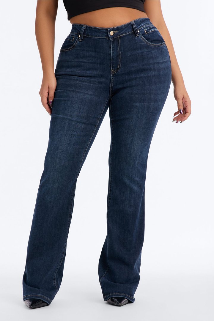 Premium Low Rise Bootcut Jeans - Dark Denim