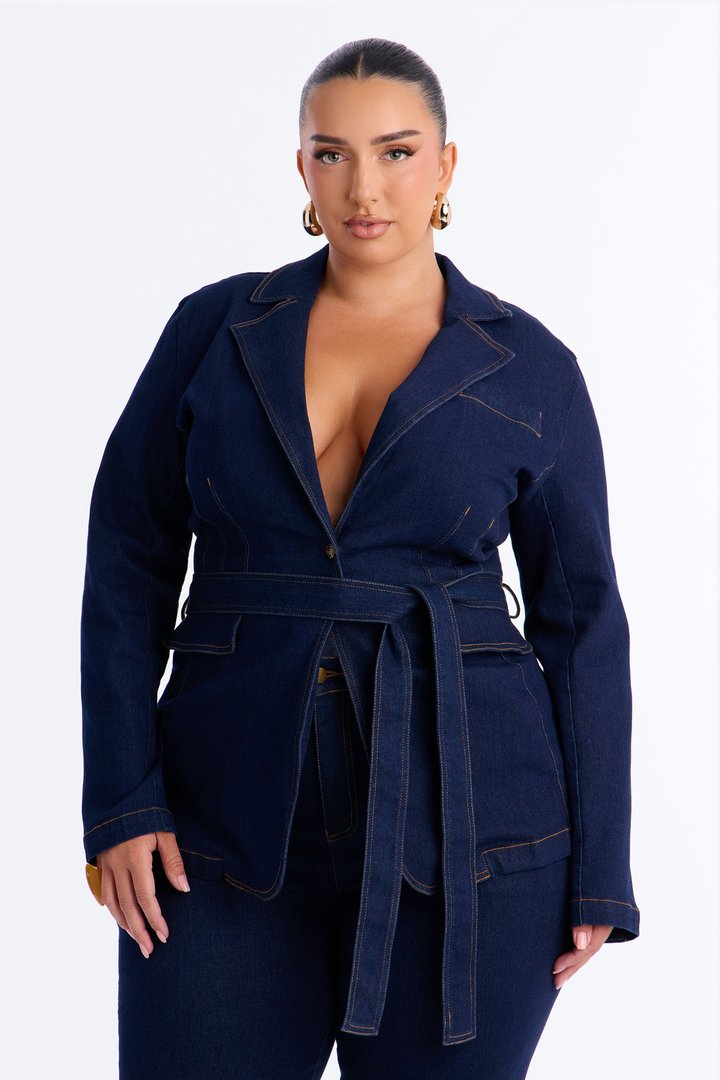 Born For This Stretch Denim Blazer - Rinse Blue Wash