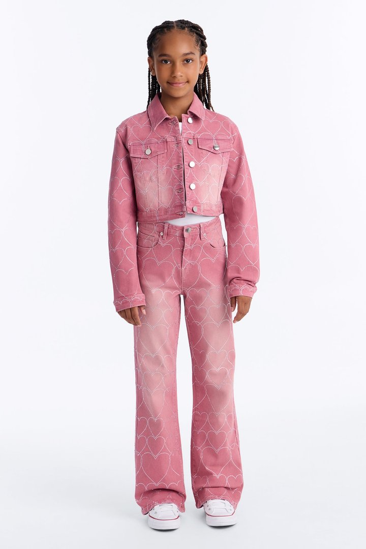 Mini Breaking My Heart Low Rise Embellished Jeans - Rose