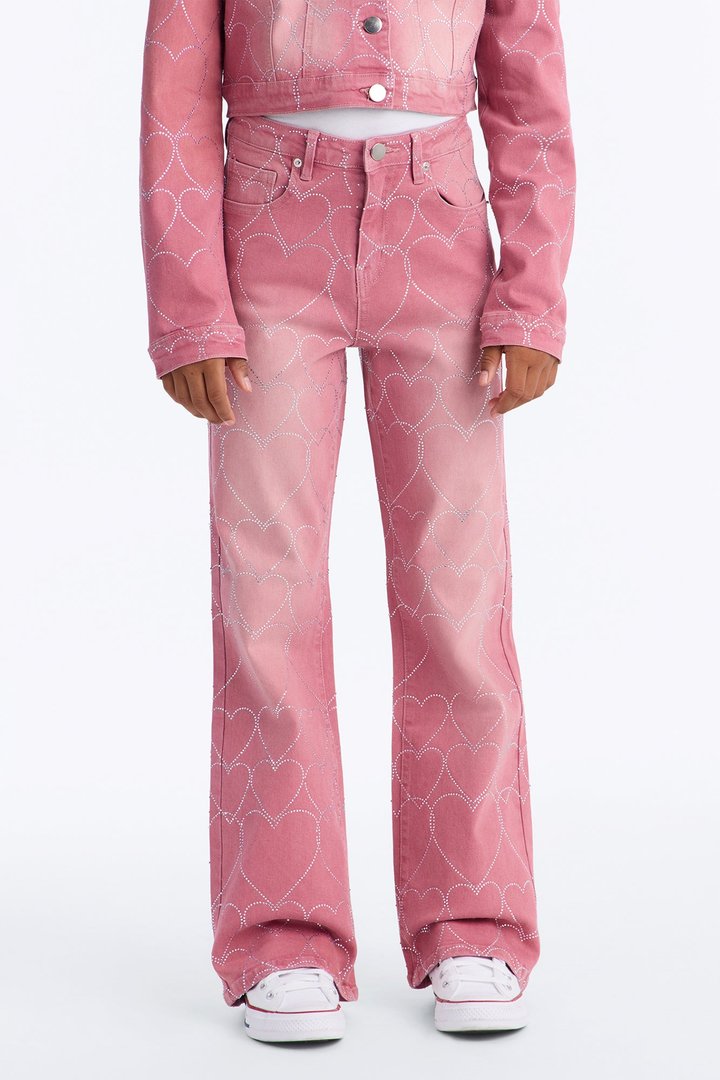 Mini Breaking My Heart Low Rise Embellished Jeans - Rose