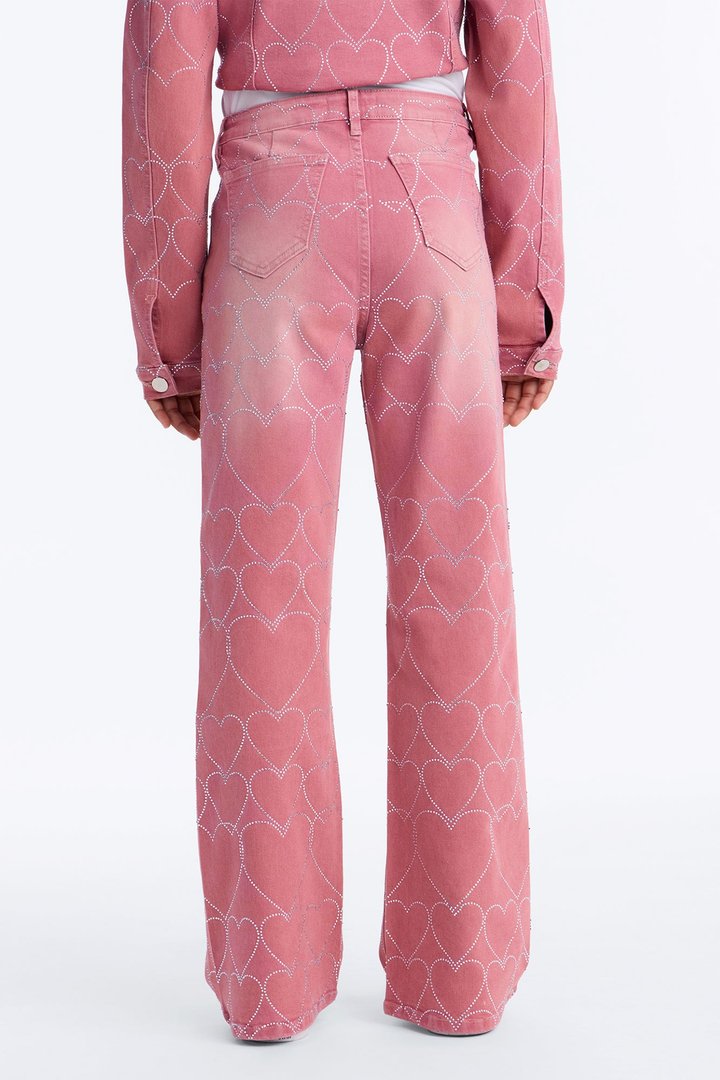 Mini Breaking My Heart Low Rise Embellished Jeans - Rose