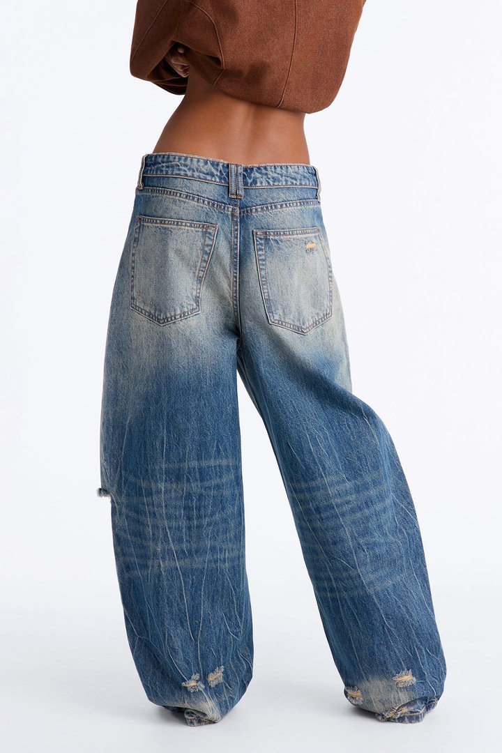 New York Edition Ripped Foldover Jeans - Vintage Wash