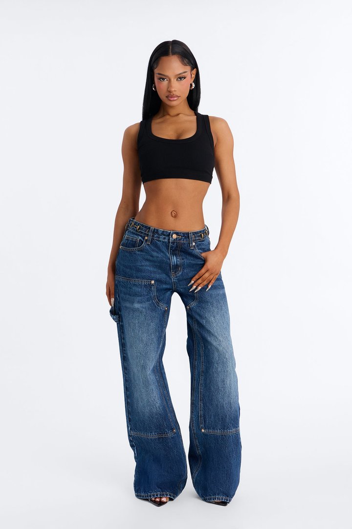 Lockstep Carpenter Wide Leg Jeans - Dark Wash