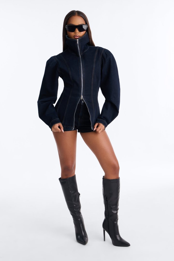 City Dreaming Denim Short Set - Dark Denim