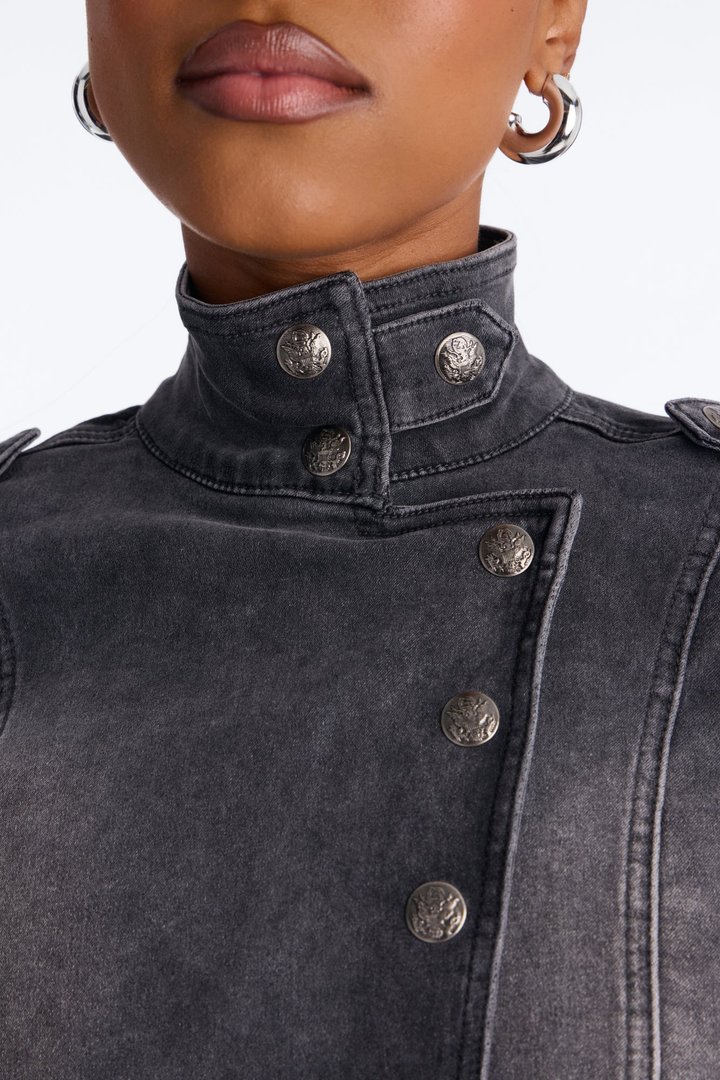 Out Past Midnight Stretch Denim Jacket - Black