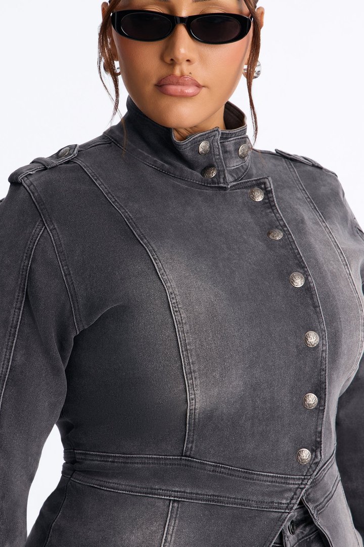 Out Past Midnight Stretch Denim Jacket - Black
