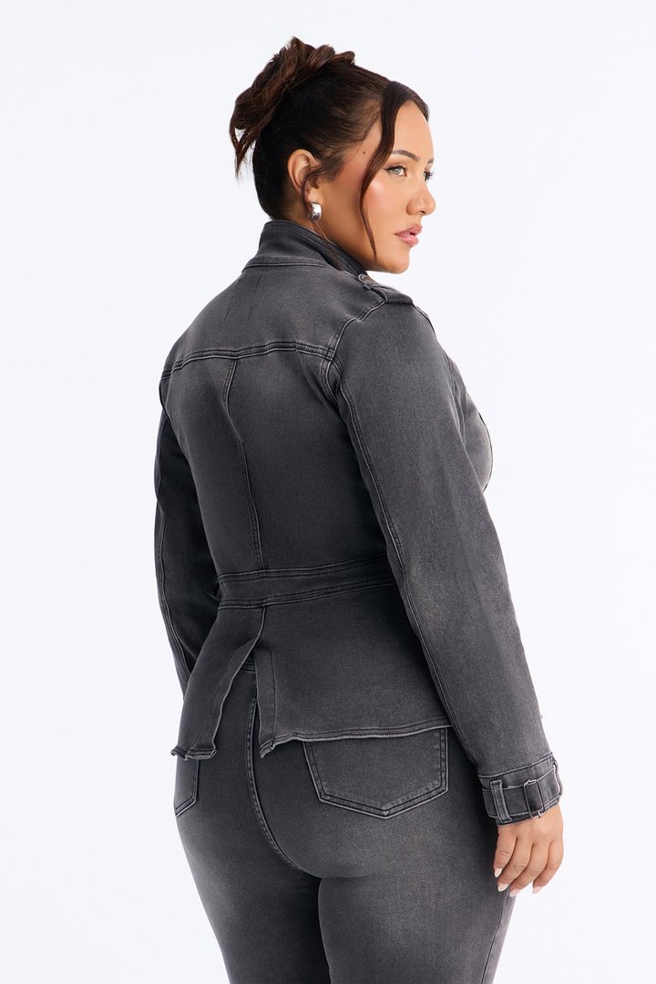 Out Past Midnight Stretch Denim Jacket - Black
