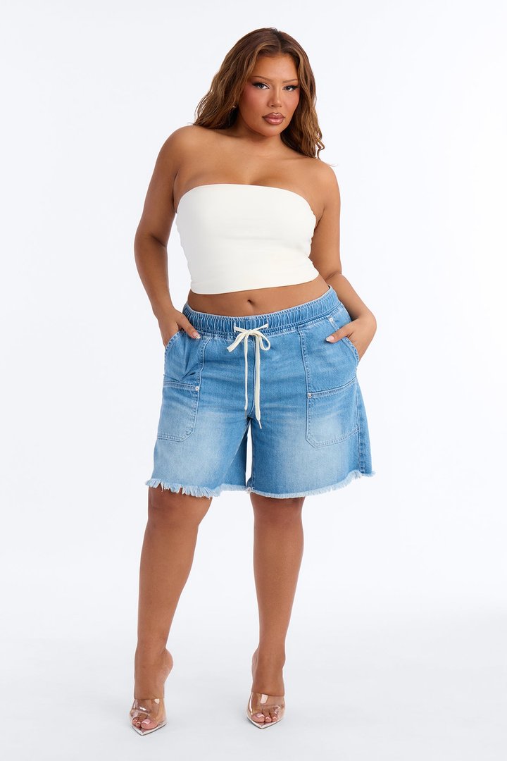 Outer Banks Pull On Denim Shorts - Medium Wash
