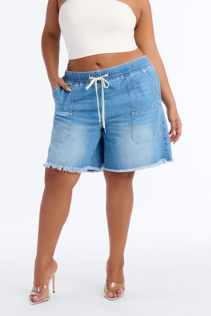 Outer Banks Pull On Denim Shorts - Medium Wash
