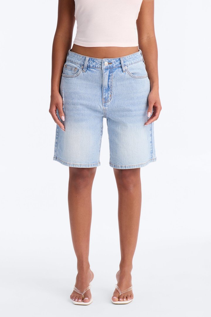 Next Chapter 90s Denim Bermuda Shorts - Light Wash