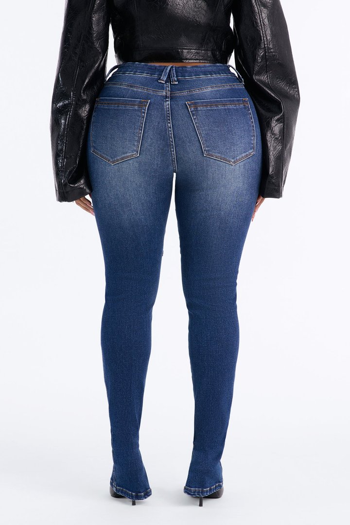 Rialto High Rise Split Hem Skinny Jeans - Dark Wash