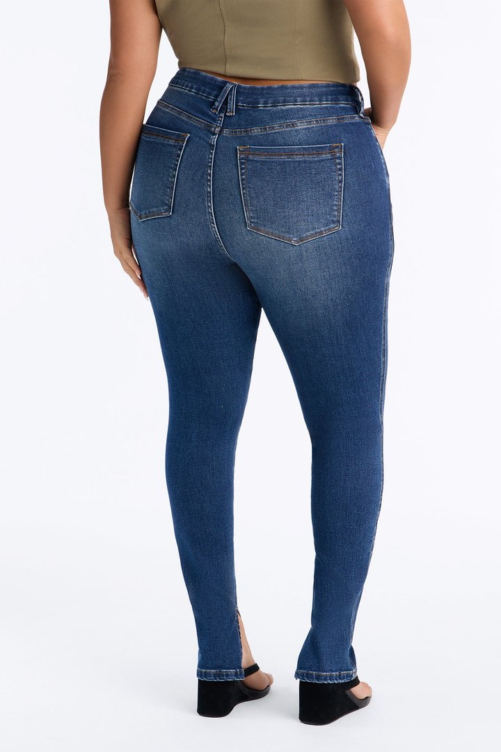 Rialto High Rise Split Hem Skinny Jeans - Dark Wash