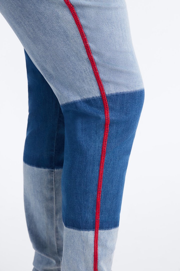 Fast Track Two Tone High Rise Skinny Jeans - Medium Wash