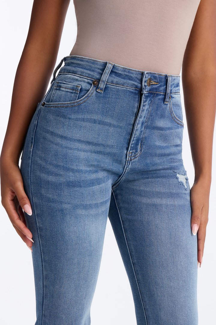 Attention Seeker Soft Stretch Flare Jeans - Medium Wash