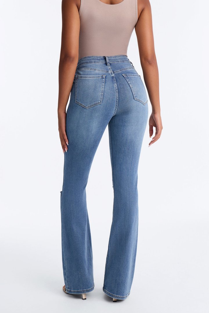 Attention Seeker Soft Stretch Flare Jeans - Medium Wash