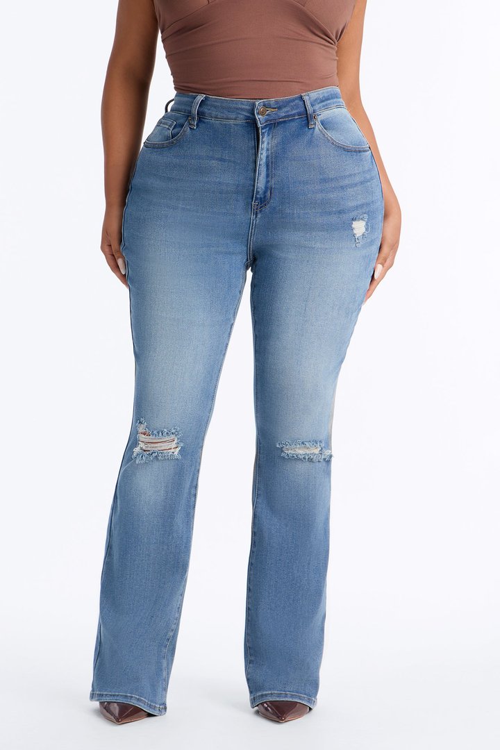 Attention Seeker Soft Stretch Flare Jeans - Medium Wash
