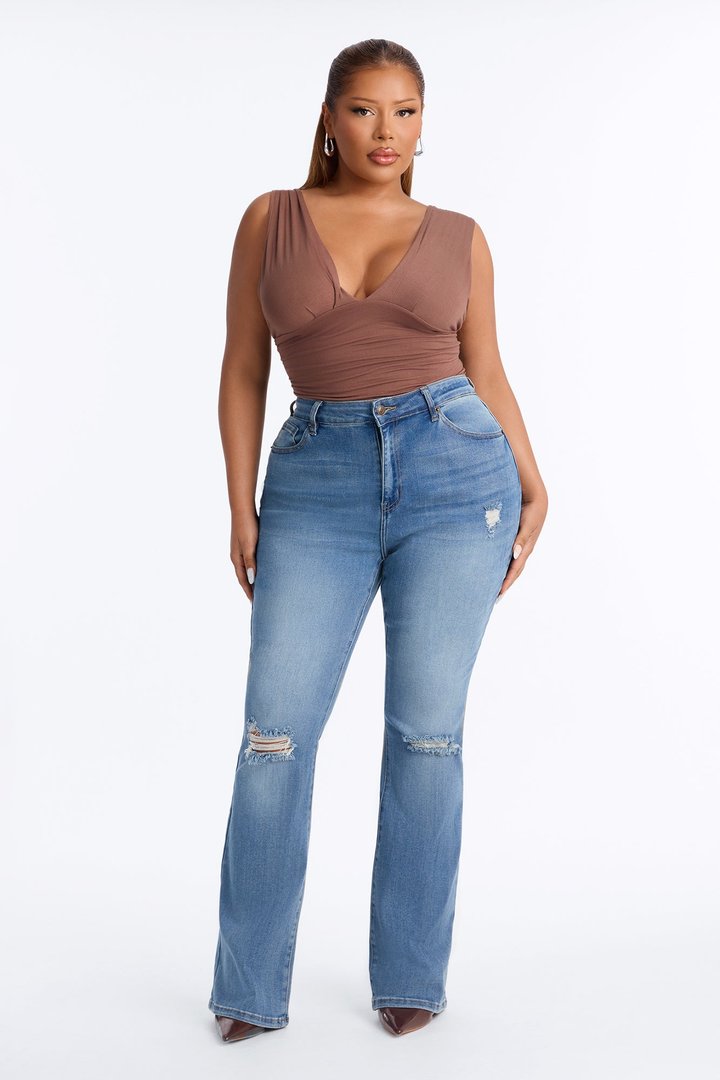Attention Seeker Soft Stretch Flare Jeans - Medium Wash