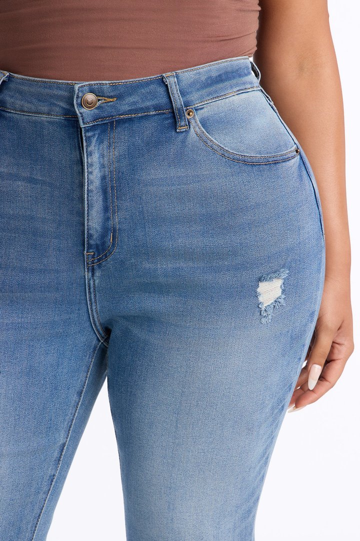 Attention Seeker Soft Stretch Flare Jeans - Medium Wash