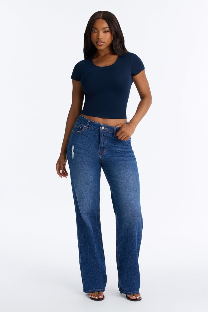 Next Chapter High Rise Stretch Straight Leg Jeans - Dark Wash