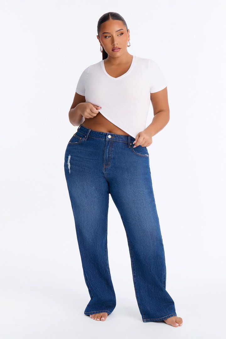Next Chapter High Rise Stretch Straight Leg Jeans - Dark Wash