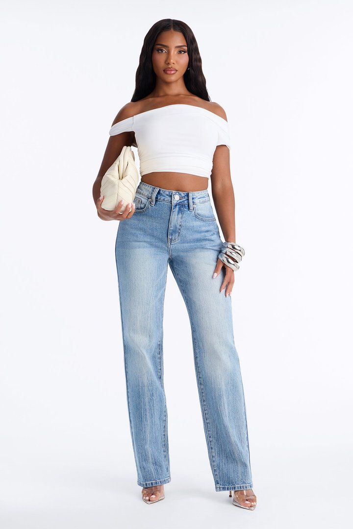 Everday Icon High Rise Stretch Straight Leg Jeans - Medium Wash
