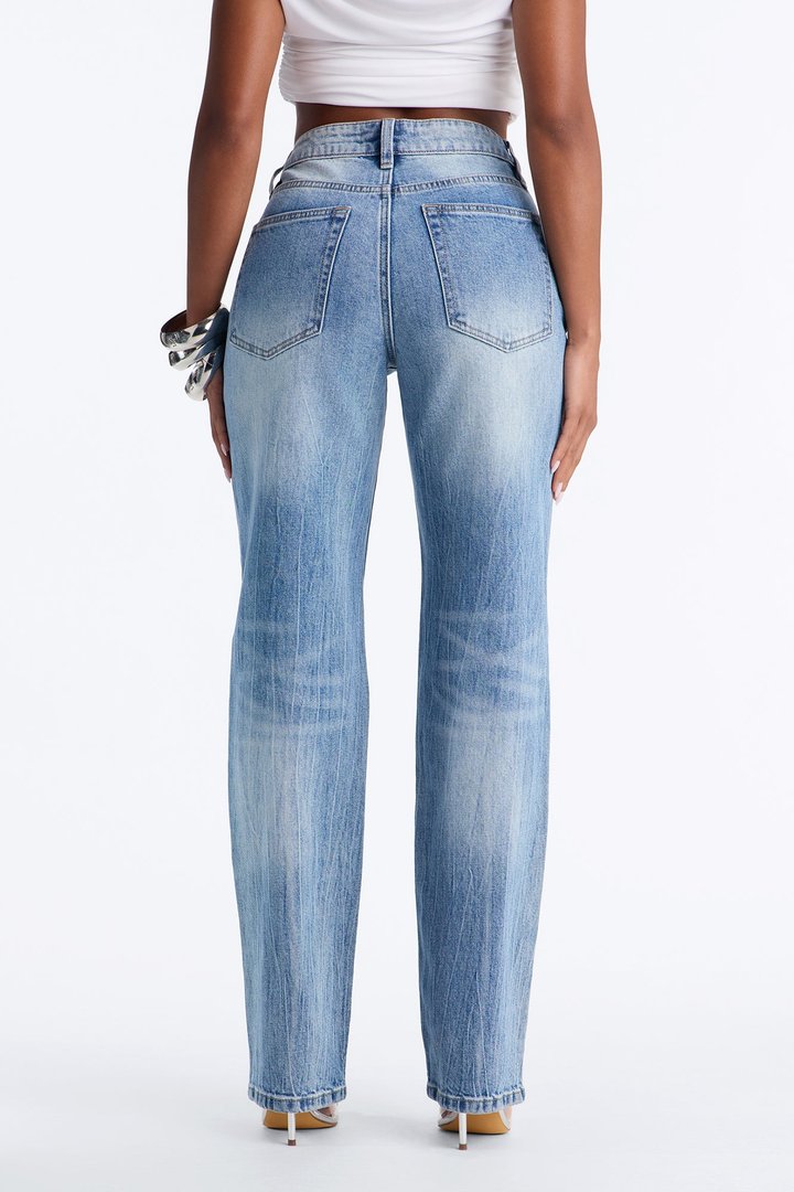 Everday Icon High Rise Stretch Straight Leg Jeans - Medium Wash