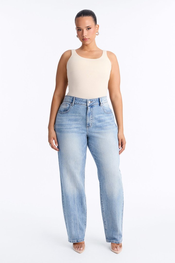 Everday Icon High Rise Stretch Straight Leg Jeans - Medium Wash