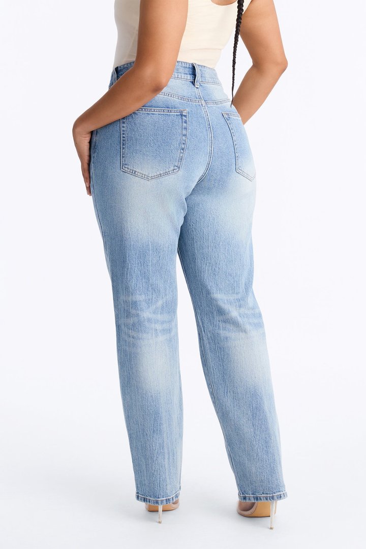 Everday Icon High Rise Stretch Straight Leg Jeans - Medium Wash