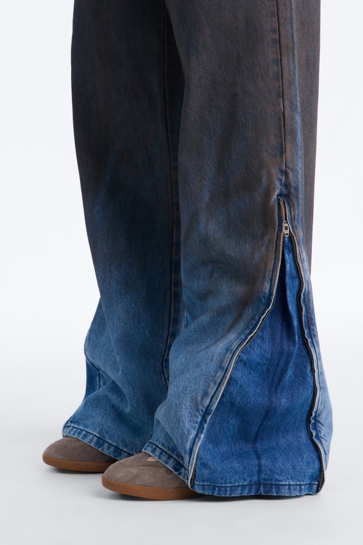Sicily Coated Baggy Wide Leg Jeans - Brown