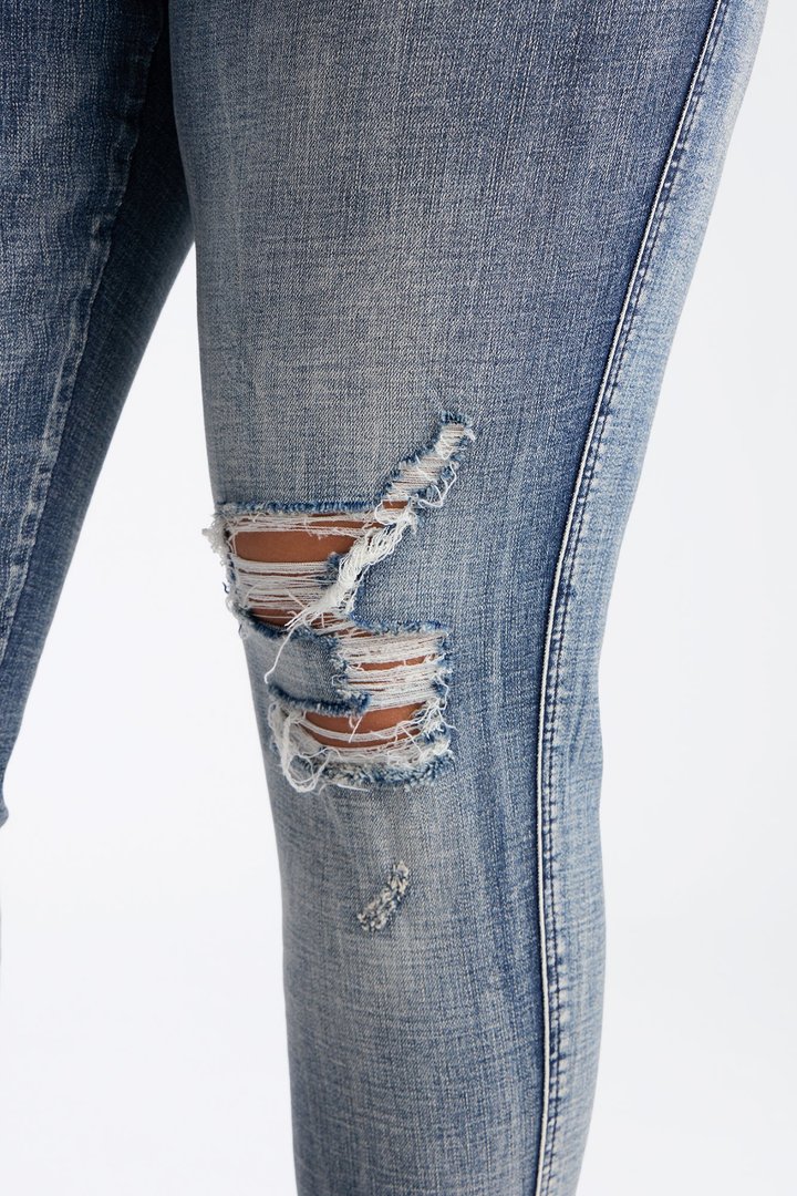 Long Story Short Ripped Sculpting Stretch Skinny Jeans - Medium Wash