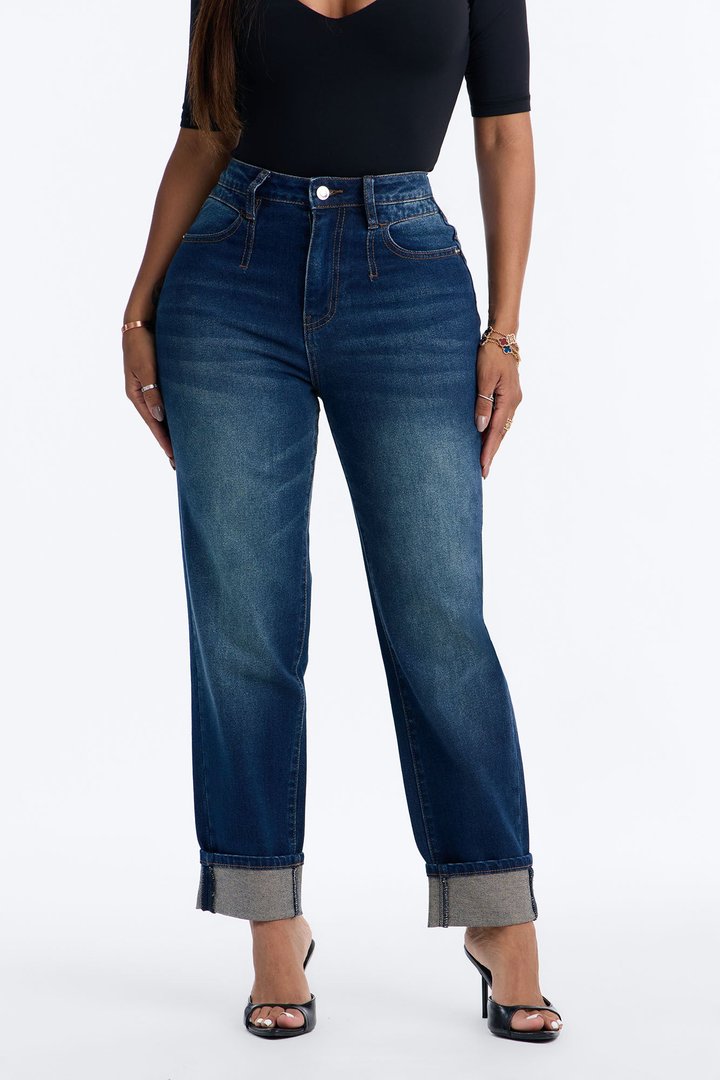 Kimmie Curvy High Rise Mom Jeans - Dark Wash