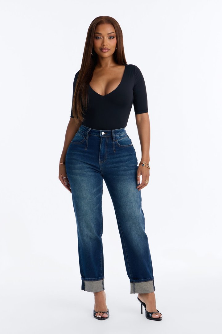 Kimmie Curvy High Rise Mom Jeans - Dark Wash