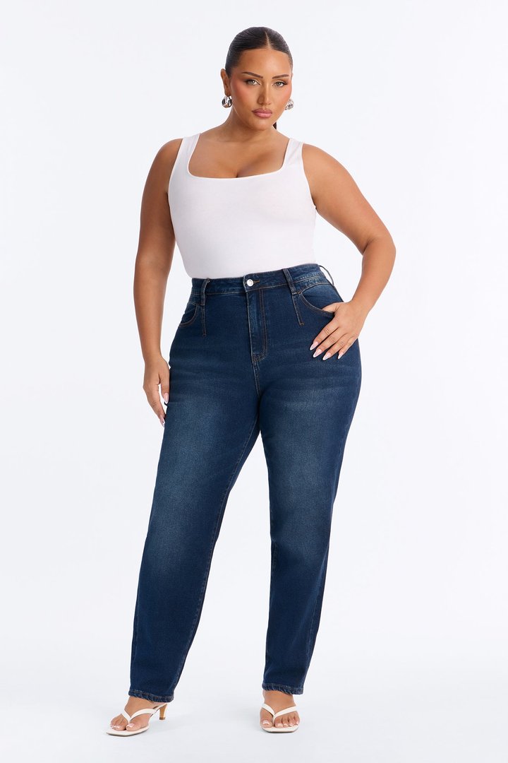 Kimmie Curvy High Rise Mom Jeans - Dark Wash