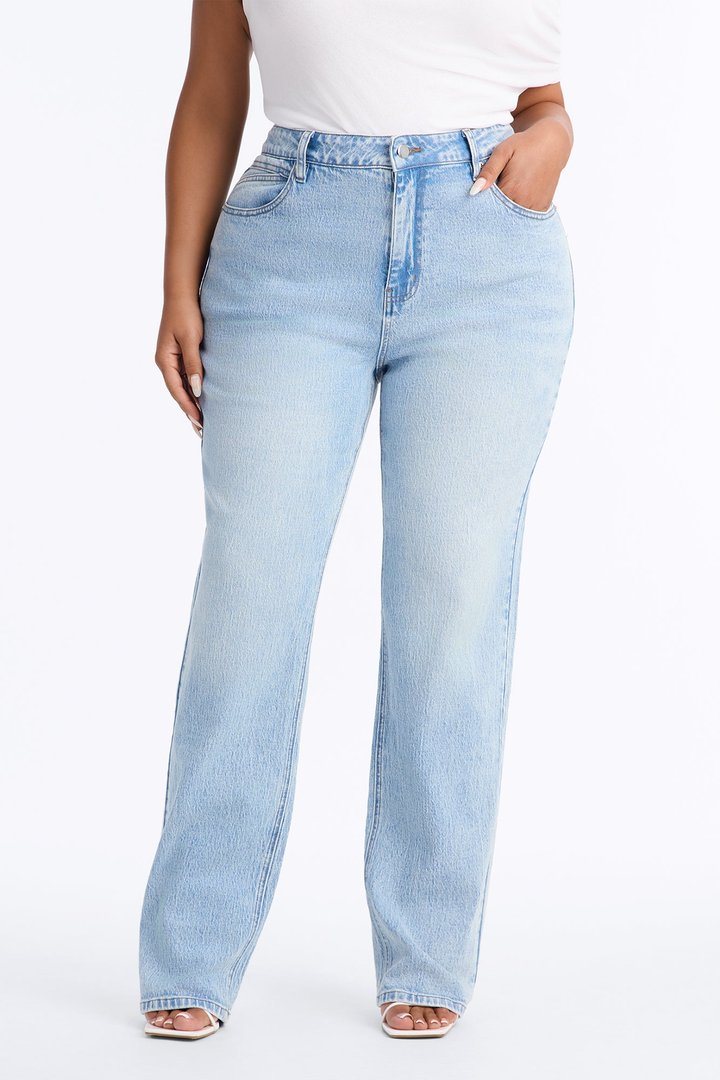 Kennedy Classic High Rise Low Stretch Straight Leg Jeans - Light Wash