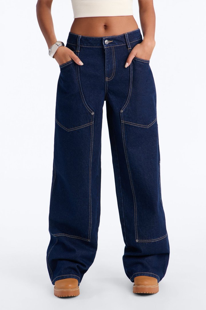 Berlin Non Stretch Wide Leg Jeans - Dark Denim