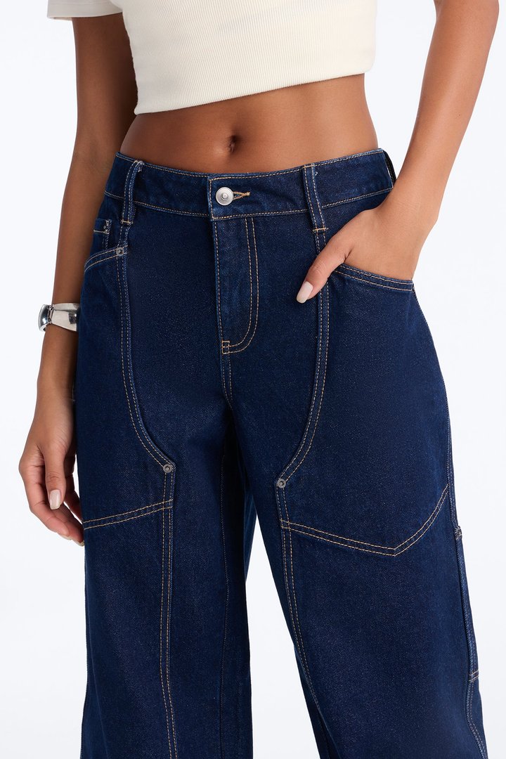 Berlin Non Stretch Wide Leg Jeans - Dark Denim