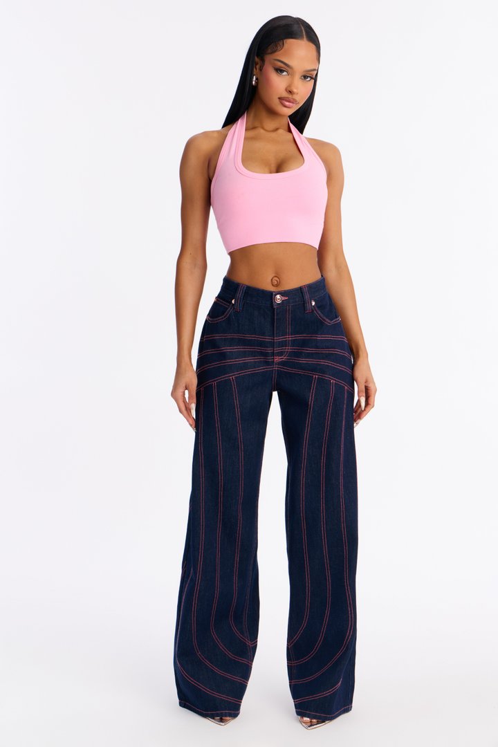 Seams Like Love Wide Leg Jeans - Dark Denim