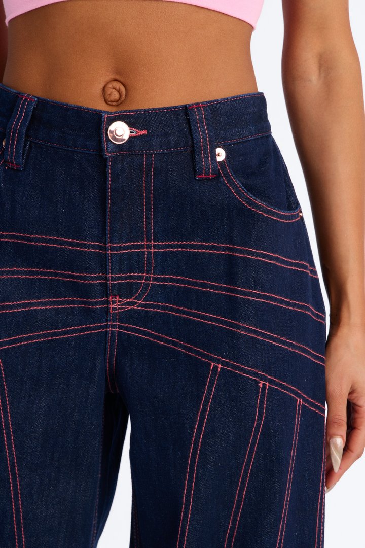 Seams Like Love Wide Leg Jeans - Dark Denim