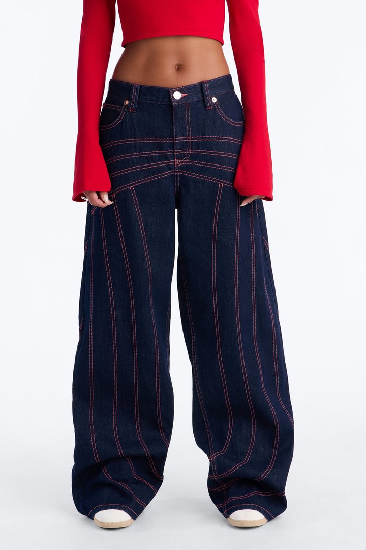 Seams Like Love Wide Leg Jeans - Dark Denim