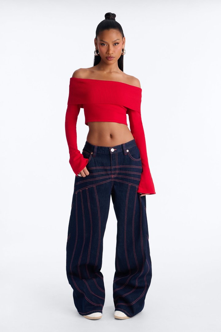 Seams Like Love Wide Leg Jeans - Dark Denim