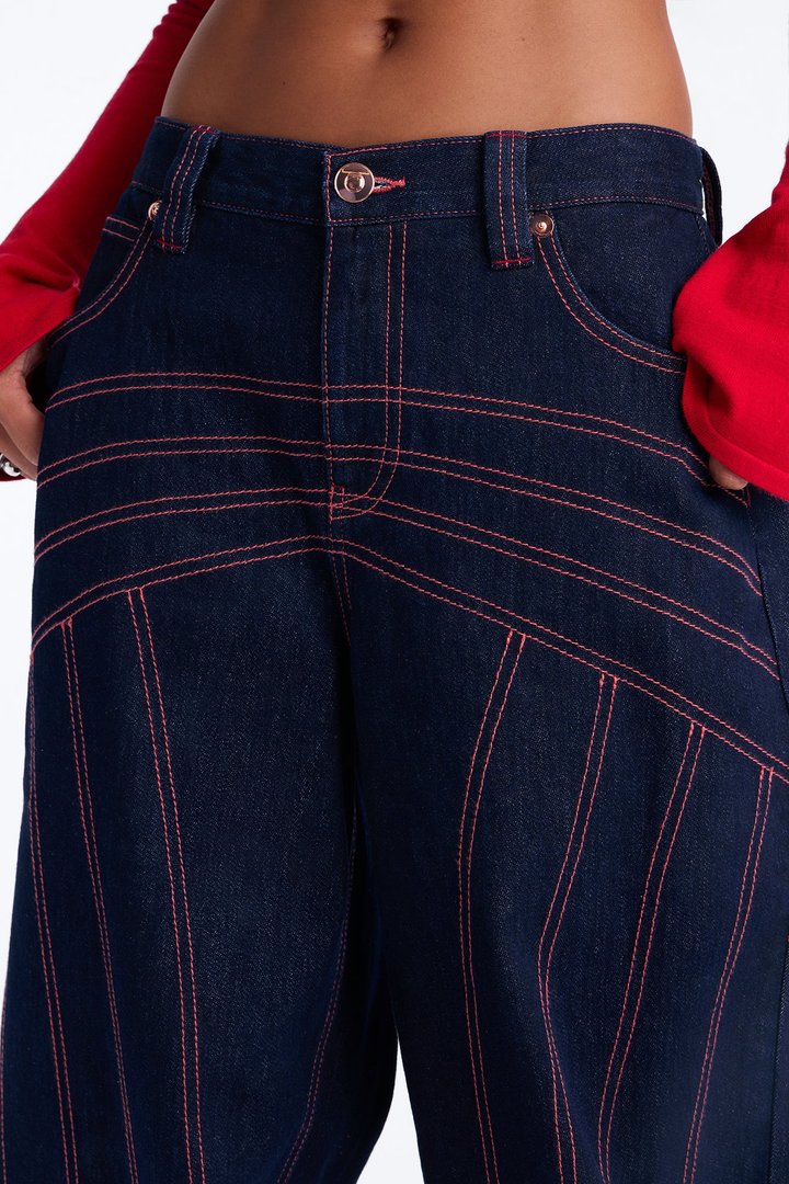 Seams Like Love Wide Leg Jeans - Dark Denim