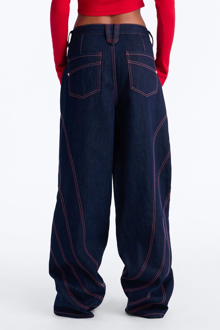 Seams Like Love Wide Leg Jeans - Dark Denim