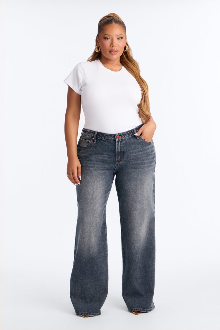 The 412 Low Rise Rigid Wide Leg Jeans - Dark Wash