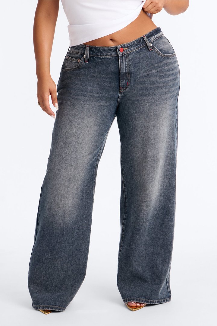 The 412 Low Rise Rigid Wide Leg Jeans - Dark Wash